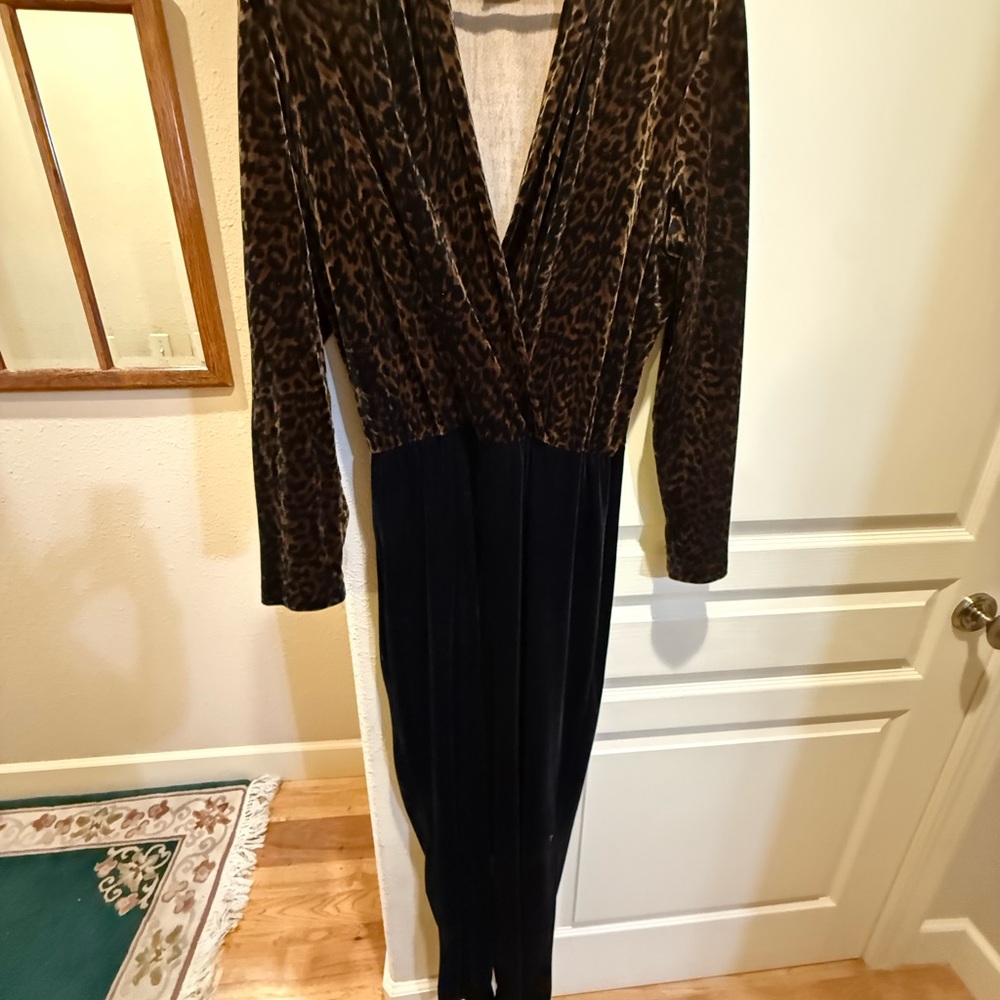 Velvet Ronni Nicole Brown and Black animal print jumpsuit